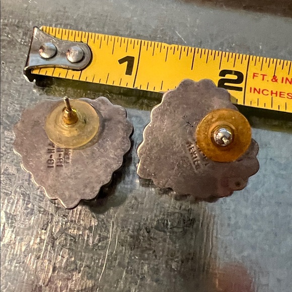 Southwestern Taxco mexican Black Heart Sterling Silver Pendant and Earring Set, - Picture 7 of 7